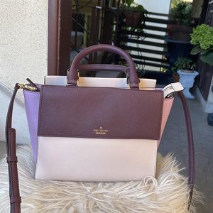 Kate Spade taupe/purple/lavender handbag with strap